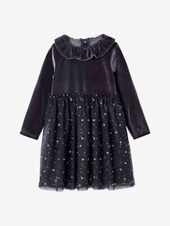 Meisje-Kerstjurk voor meisjes van fluweel met sterrentule 