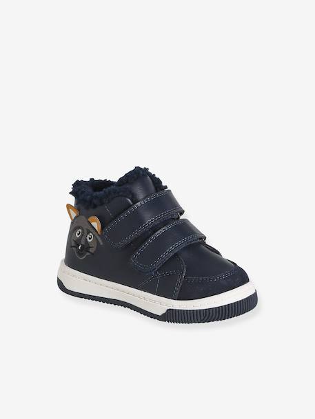 Baskets bébé garçon synthétique fourrées à scratchs marine - vertbaudet enfant 