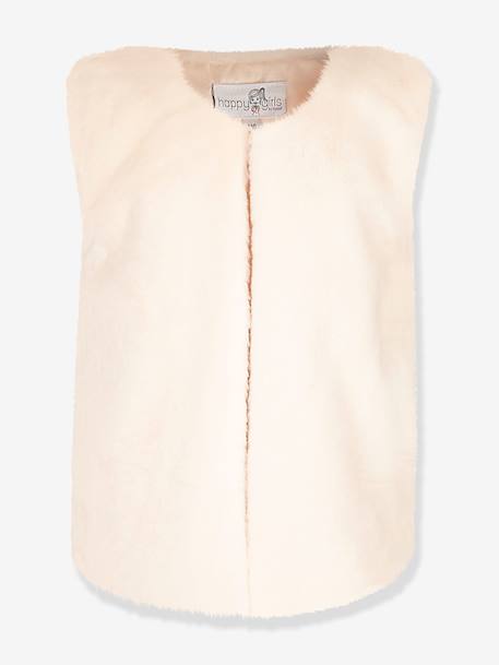Vest van geweven bont HAPPY GIRLS Meisjes ecru+zwart - vertbaudet enfant 