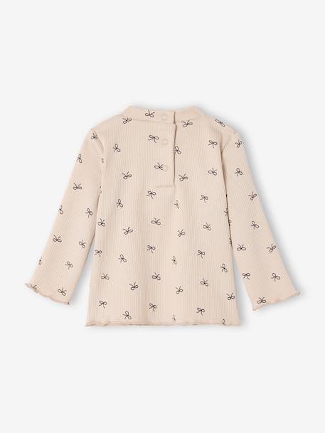 T-shirt bébé imprimé manches longues beige chiné+vieux rose - vertbaudet enfant 