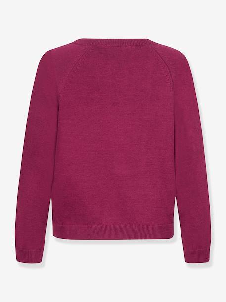 Cardigan tricot fin Happy Girls Filles Boutons grenadine+marine - vertbaudet enfant 