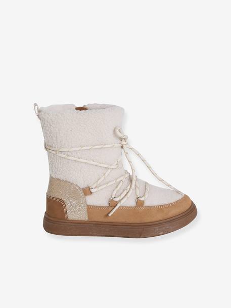 Baskets voor meisjes, synthetisch, gevoerd, veterboots en met rits kameel - vertbaudet enfant 