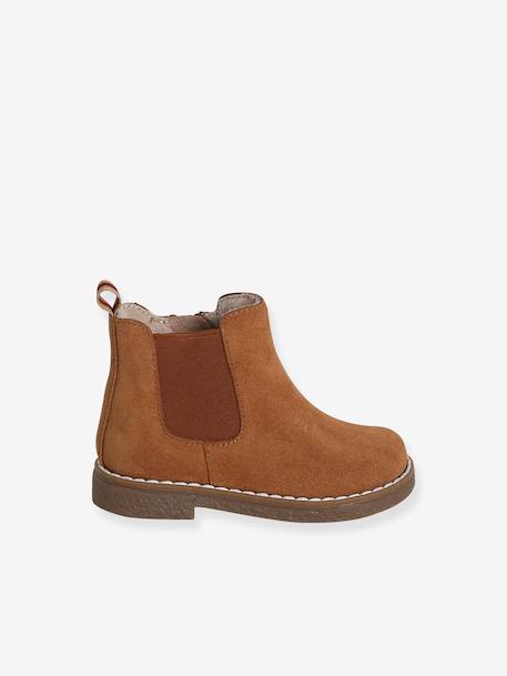 Boots bébé fille cuir zippées camel - vertbaudet enfant 