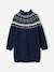 Jacquard jurk in tricot voor meisjes ecru+marineblauw - vertbaudet enfant 