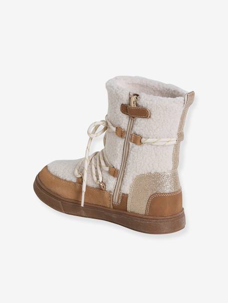 Baskets voor meisjes, synthetisch, gevoerd, veterboots en met rits kameel - vertbaudet enfant 