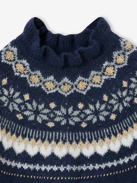 Robe jacquard en tricot fille écru+marine - vertbaudet enfant 