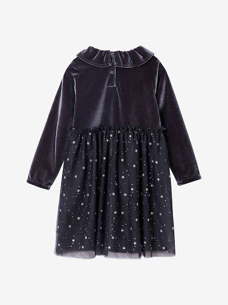 Robe fille noël velours tulle étoilé anthracite - vertbaudet enfant 