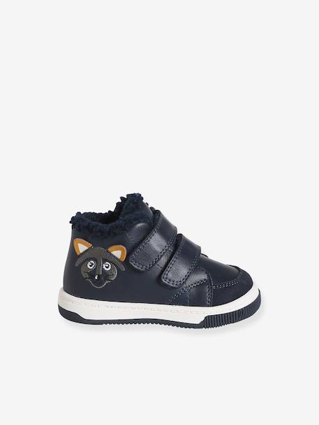 Baskets bébé garçon synthétique fourrées à scratchs marine - vertbaudet enfant 