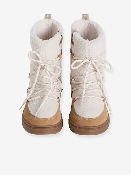 Baskets voor meisjes, synthetisch, gevoerd, veterboots en met rits kameel - vertbaudet enfant 