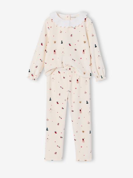 Fille-Pyjama, surpyjama-Pyjama Velours Fille Col Volant Popeline