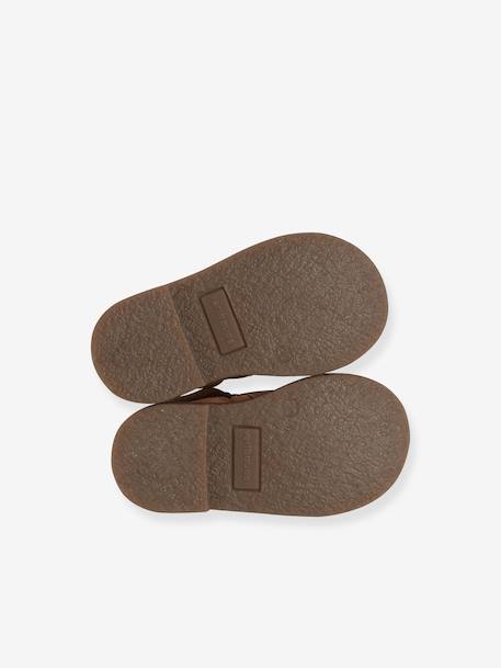 Gezipte en elastische leren boots voor babymeisjes kameel - vertbaudet enfant 