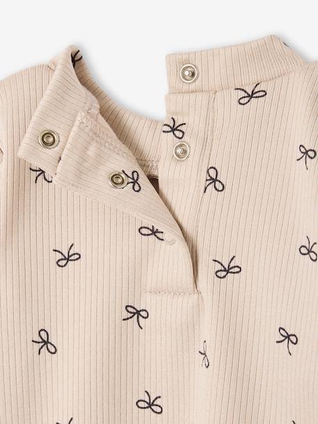 T-shirt bébé imprimé manches longues beige chiné+vieux rose - vertbaudet enfant 