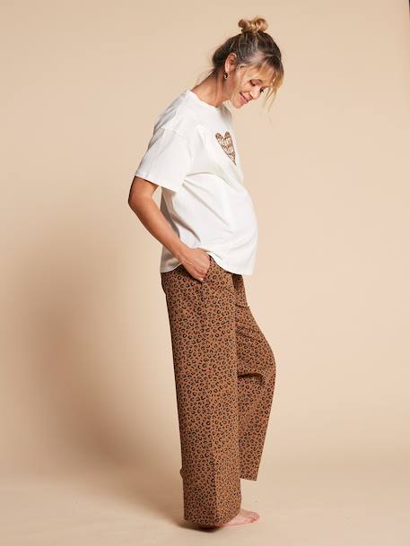 Ensemble pyjama 2 pièces léopard grossesse et allaitement taupe - vertbaudet enfant 