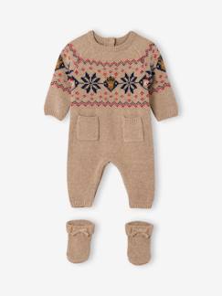 -Ensemble naissance 2 pièces Noël combinaison chaussons en tricot