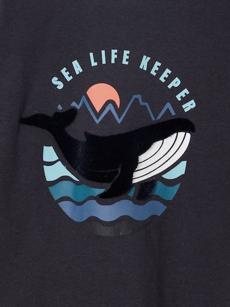 T-shirt voor jongens met print op de voorkant antraciet+ecru - vertbaudet enfant 