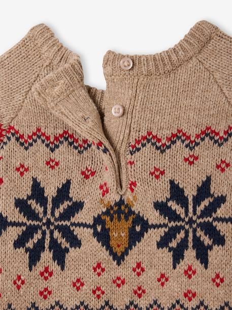 Ensemble naissance 2 pièces Noël combinaison chaussons en tricot beige chiné - vertbaudet enfant 