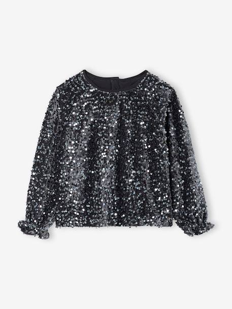 Fille-Chemise, blouse, tunique-Blouse fille noël à sequins