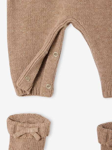 Ensemble naissance 2 pièces Noël combinaison chaussons en tricot beige chiné - vertbaudet enfant 