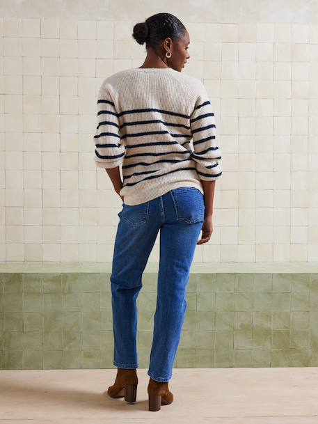 Rechtstreeks zwangerschapsbroek met naadloze band denimgrijs+ongewassen denim+stone - vertbaudet enfant 