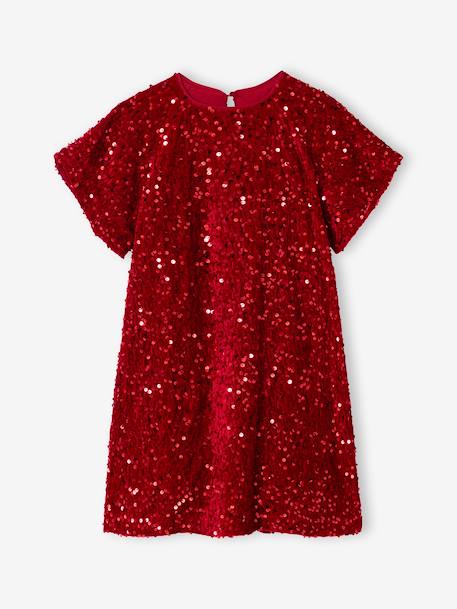 Robe fille en velours et sequins rouge - vertbaudet enfant 