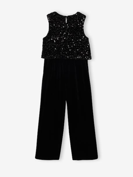 Combinaison fille bi-matière sequins et velours noir - vertbaudet enfant 