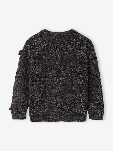 Pull fille noël à torsades et noeuds anthracite - vertbaudet enfant 