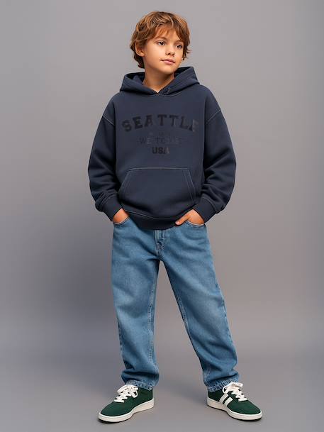 Sweater met capuchon met print voor jongens JONEN zwart - vertbaudet enfant 