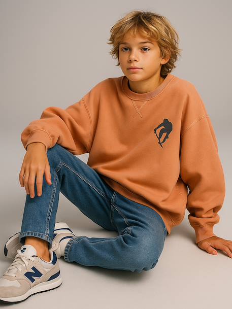 Lot 2 de sweats garçon unis col rond caramel - vertbaudet enfant 