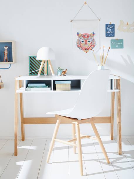 Bureau enfant LIGNE ARCHITEKT BLANC/BOIS CLAIR+vert - vertbaudet enfant 