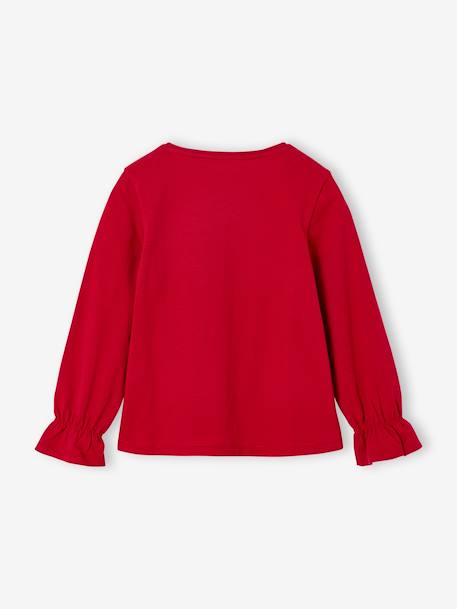 Tee-shirt fille noël noeud et détails glitter manches longues rouge - vertbaudet enfant 