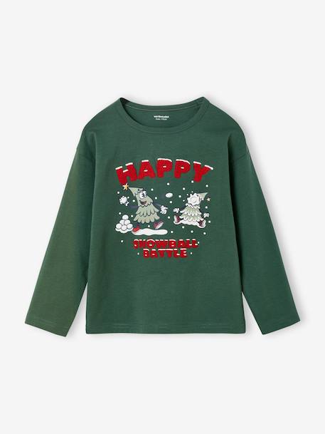 Jongensshirt met kerstprint dennen+marineblauw - vertbaudet enfant 