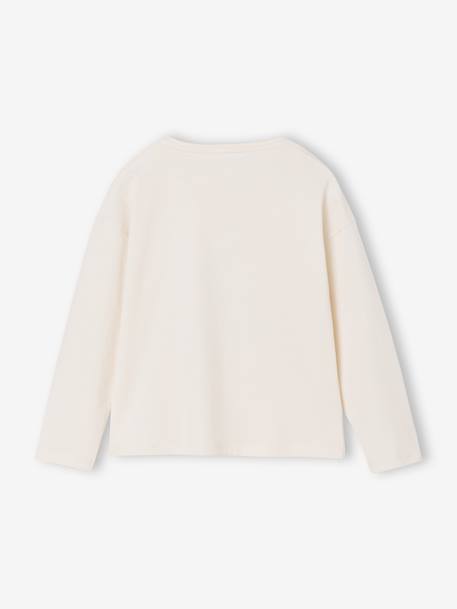 Tee-shirt fille noël motif sapin brillant manches longues écru - vertbaudet enfant 