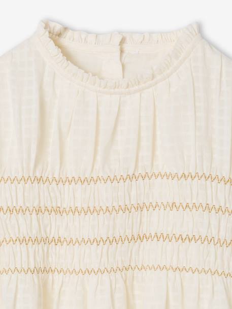Blouse voor meisjes met geborduurde smocks voor Kerstmis ecru - vertbaudet enfant 
