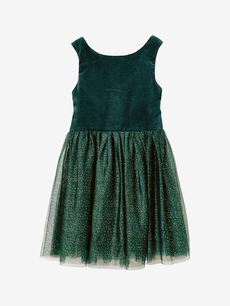 Robe Noël fille en velours et tulle brillant rouge+vert émeraude - vertbaudet enfant 