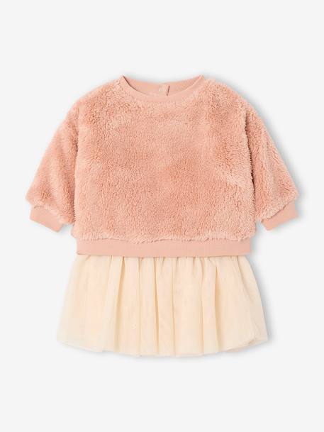 Ensemble bébé sweat-shirt + jupon rose poudré - vertbaudet enfant 