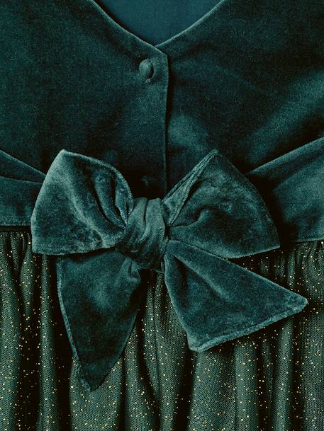 Robe Noël fille en velours et tulle brillant rouge+vert émeraude - vertbaudet enfant 