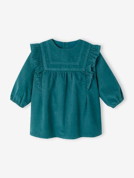 Babyjurk in ribfluweel groenblauw - vertbaudet enfant 