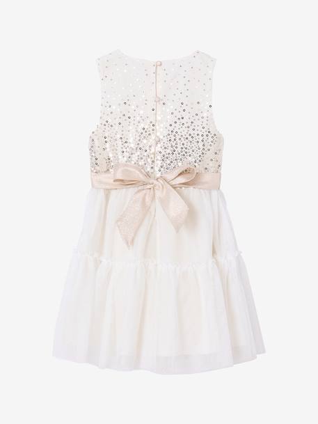 Robe fille noël à sequins et tulle écru - vertbaudet enfant 