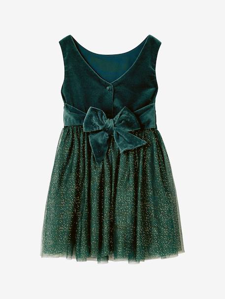 Robe Noël fille en velours et tulle brillant rouge+vert émeraude - vertbaudet enfant 