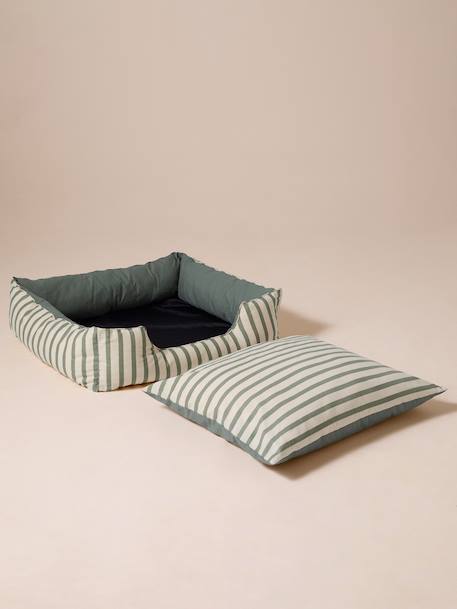 Panier en toile de coton pour chien rayé vert - vertbaudet enfant 