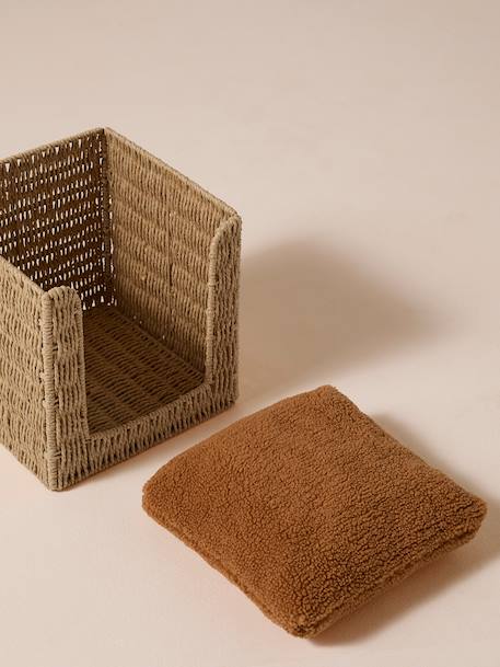 Panier cube pour chat en corde de papier beige - vertbaudet enfant 