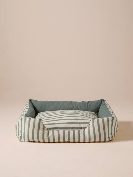 Panier en toile de coton pour chien rayé vert - vertbaudet enfant 