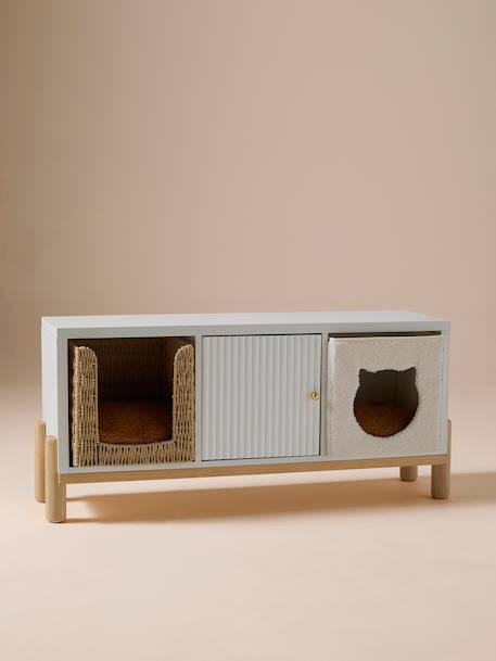 Panier cube pour chat en tissu Teddy blanc - vertbaudet enfant 