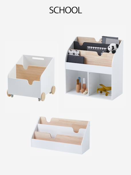 Coffre bibliothèque à roulettes LIGNE SCHOOL blanc - vertbaudet enfant 