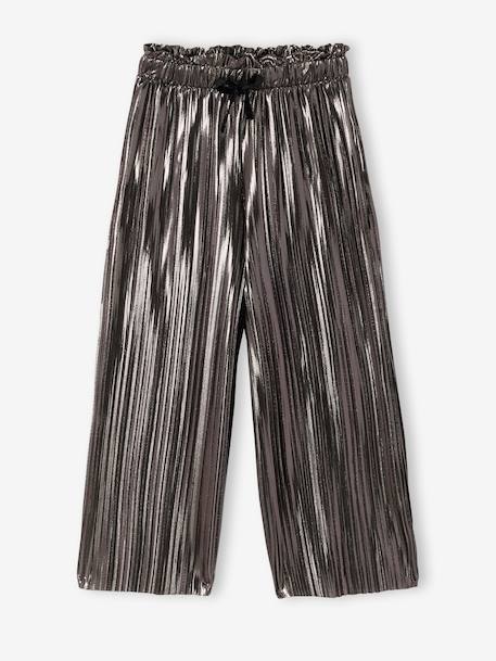 Pantalon fille large lamé plissé argent - vertbaudet enfant 
