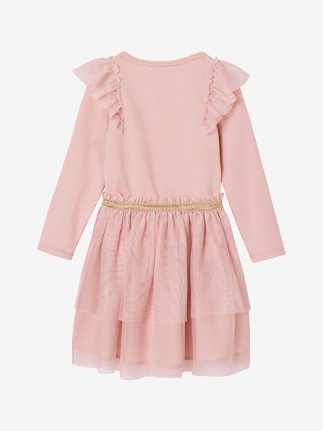 Kerst set voor meisjes, rok met tule en t-shirt met ruches roze (poederkleur) - vertbaudet enfant 