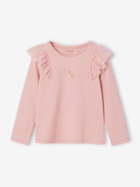 Kerst set voor meisjes, rok met tule en t-shirt met ruches roze (poederkleur) - vertbaudet enfant 