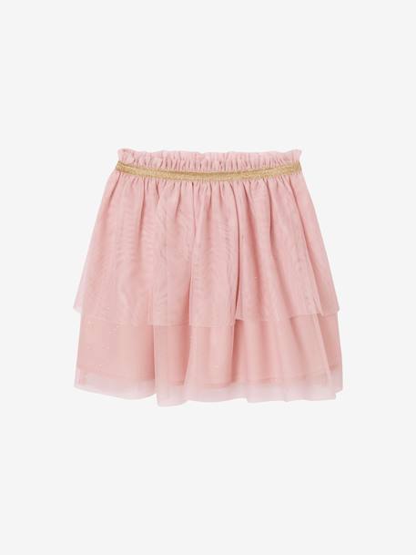 Kerst set voor meisjes, rok met tule en t-shirt met ruches roze (poederkleur) - vertbaudet enfant 