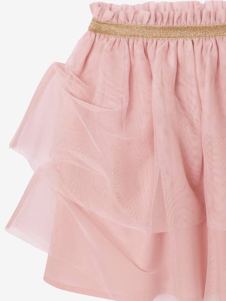 Kerst set voor meisjes, rok met tule en t-shirt met ruches roze (poederkleur) - vertbaudet enfant 