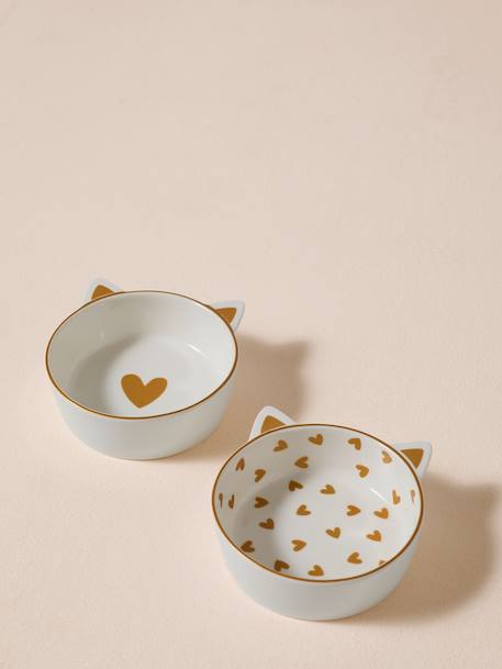 Set van 2 keramische kattenbakken FAMILY wit, bedrukt - vertbaudet enfant 